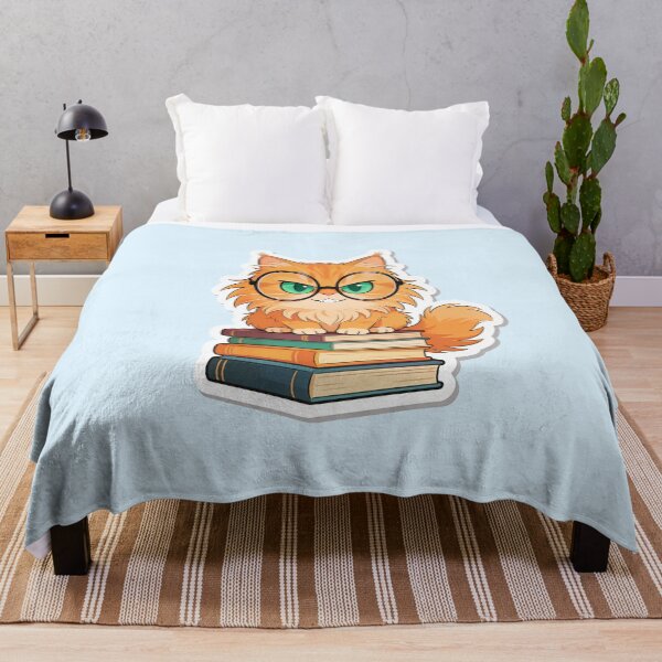 Item preview, Cute Ginger Cat with Glasses Sitting on Books Back to School Sticker designed and sold by OksArtStudio.