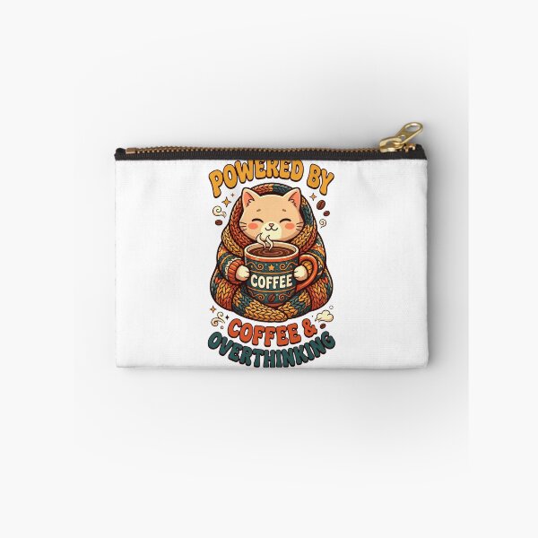 Item preview, Powered By Coffee And Overthinking - Cozy Introvert Cat Aesthetic designed and sold by Art JSMY.