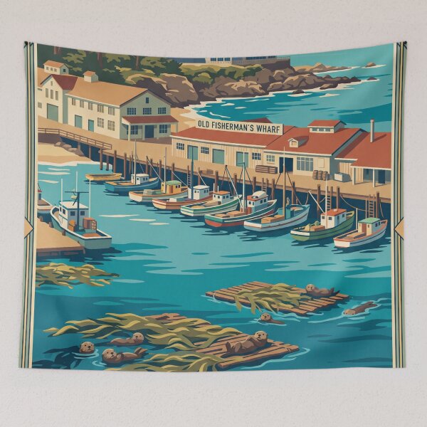 Item preview, Monterey California Vintage Travel Poster designed and sold by Bomax121.