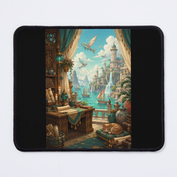 Item preview, The Cartographer's Study Above Skywhale Harbor designed and sold by Sketchlegacy.