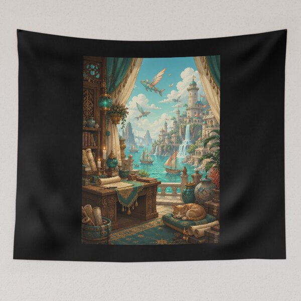 Item preview, The Cartographer's Study Above Skywhale Harbor  designed and sold by Sketchlegacy.