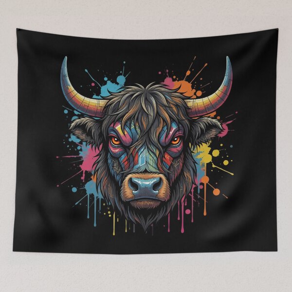Item preview, Cyberpunk Highland Cow Neon Circuit Art designed and sold by TshirtsOnline-.