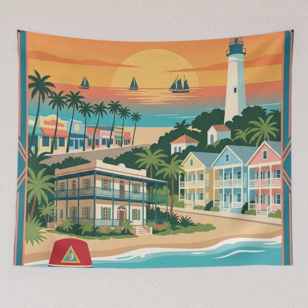 Item preview, Key West Florida Vintage Travel Poster designed and sold by Bomax121.
