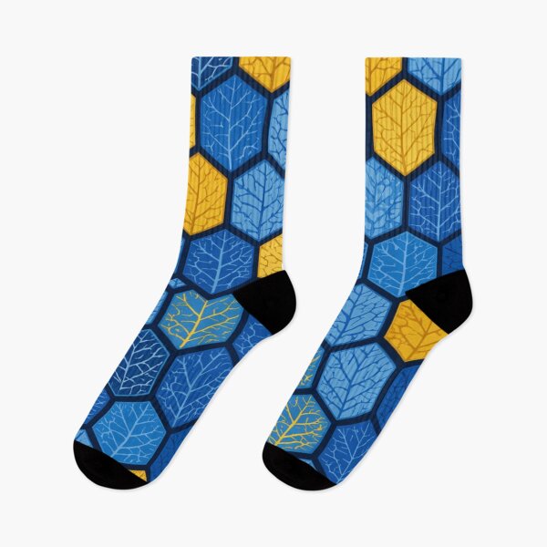 Item preview,  Blue and Yellow Geometric Leaf Vein Pattern designed and sold by WitchyBotanicaArt.