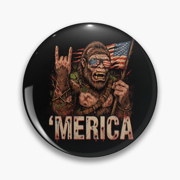 Item preview, 'Merica Bigfoot Muscular Rock On Design v17 designed and sold by DarylWelsh2024.