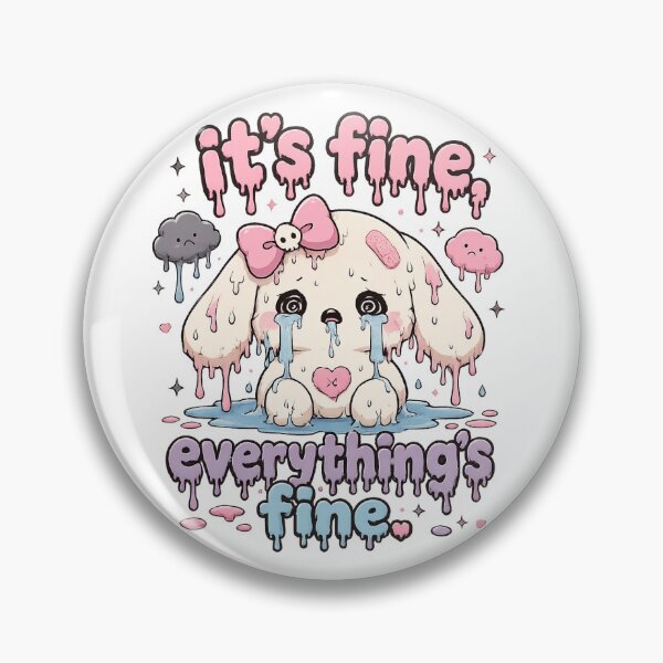 Item preview, It's Fine, Everything's Fine PNG | Cute Crying Puppy Kawaii Design | Funny Emotional Meme | Pastel Goth T-Shirt Graphic designed and sold by Sunny Doodle Co..