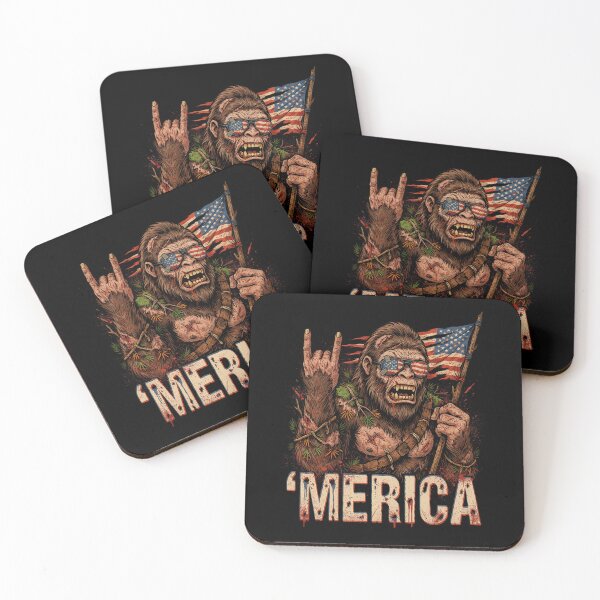 Item preview, 'Merica Bigfoot Muscular Rock On Design v17 designed and sold by DarylWelsh2024.