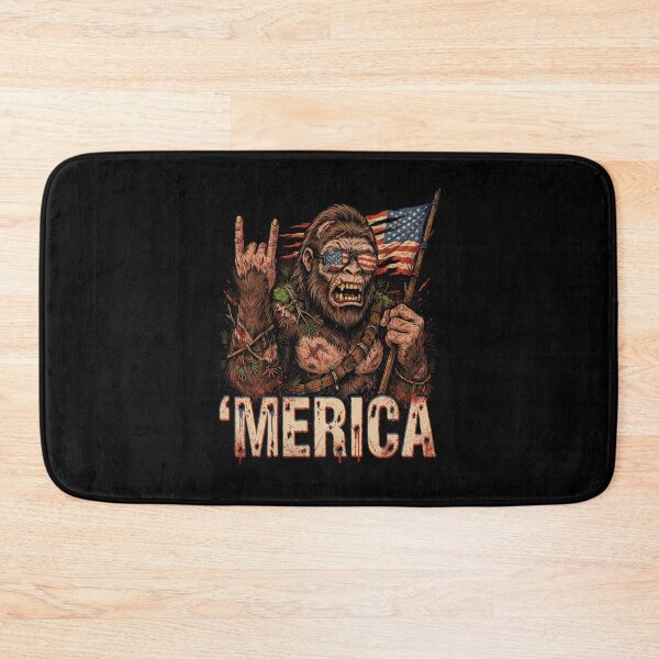 Item preview, 'Merica Bigfoot Muscular Rock On Design v17 designed and sold by DarylWelsh2024.