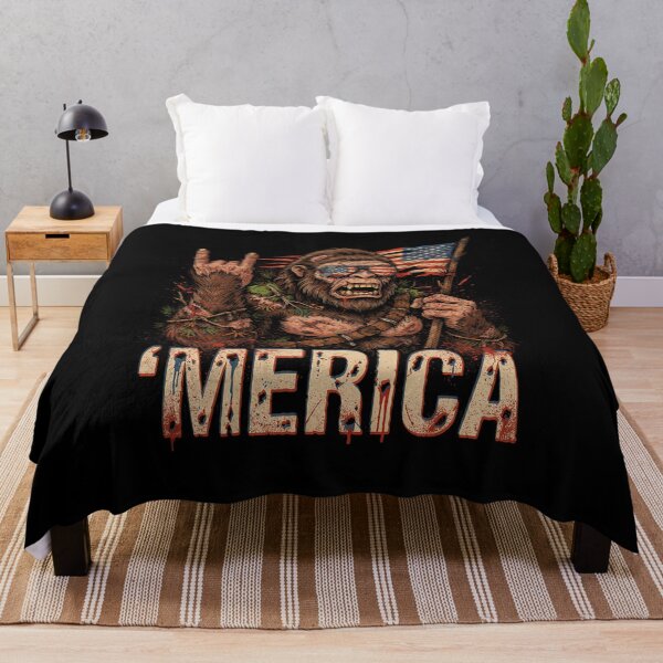 Item preview, 'Merica Bigfoot Muscular Rock On Design v17 designed and sold by DarylWelsh2024.