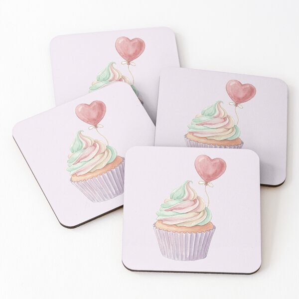 Item preview, Pastel Cupcake with Heart Balloon designed and sold by Aren Ra.