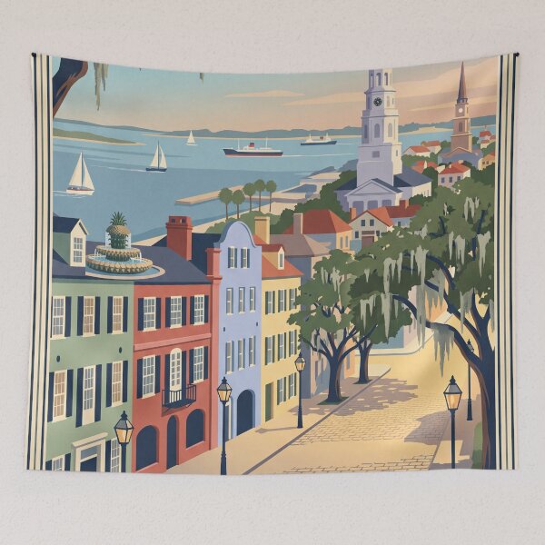 Item preview, Charleston South Carolina Vintage Travel Poster designed and sold by Bomax121.
