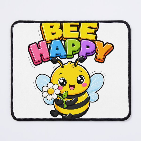 Item preview, Bee Happy Sweet Bee with Flower Kawaii Saying designed and sold by BoosterShop.