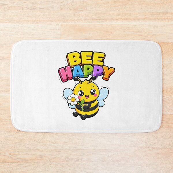 Item preview, Bee Happy Sweet Bee with Flower Kawaii Saying designed and sold by BoosterShop.