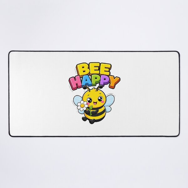 Item preview, Bee Happy Sweet Bee with Flower Kawaii Saying designed and sold by BoosterShop.