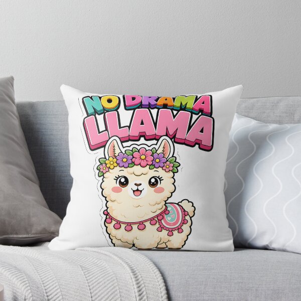 Item preview, No Drama Llama Cute Llama with Flower Crown Kawaii designed and sold by BoosterShop.