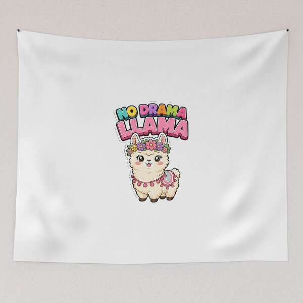 Item preview, No Drama Llama Cute Llama with Flower Crown Kawaii designed and sold by BoosterShop.