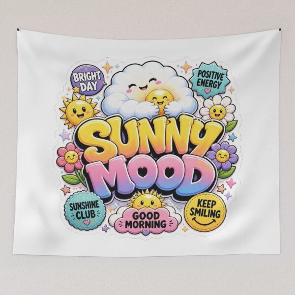 Item preview, Sunny Mood – Happy Pixel Cloud Sticker | Cute Kawaii Sunshine Graffiti Vinyl Decal designed and sold by Stylestickers55.