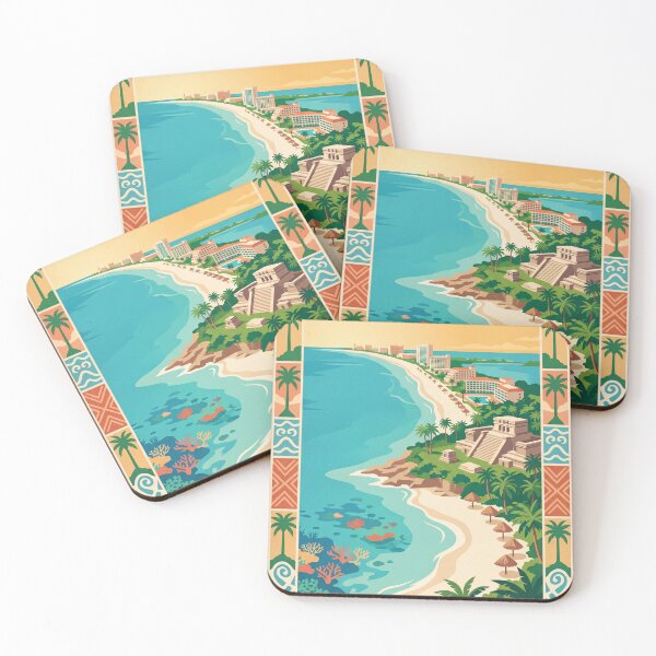 Item preview, Cancún Mexico Vintage Travel Poster designed and sold by Bomax121.