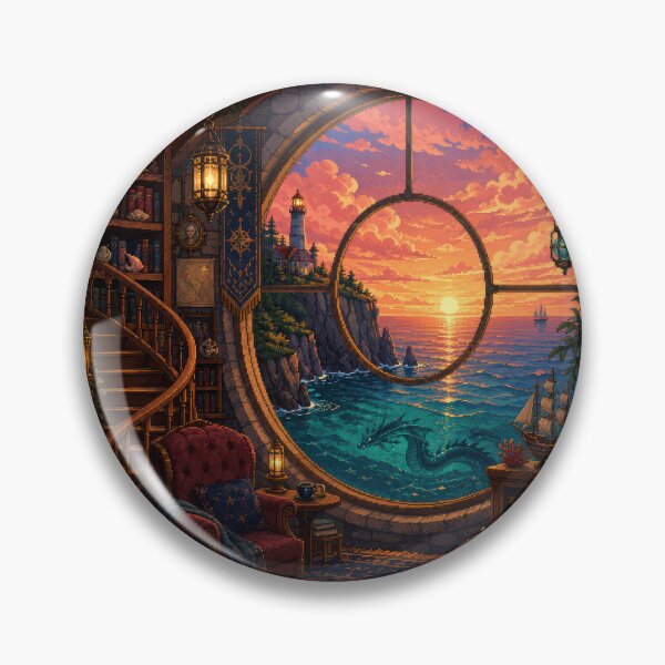 Item preview, Sunset Cartographer's Library and the Sea Dragon  designed and sold by Sketchlegacy.