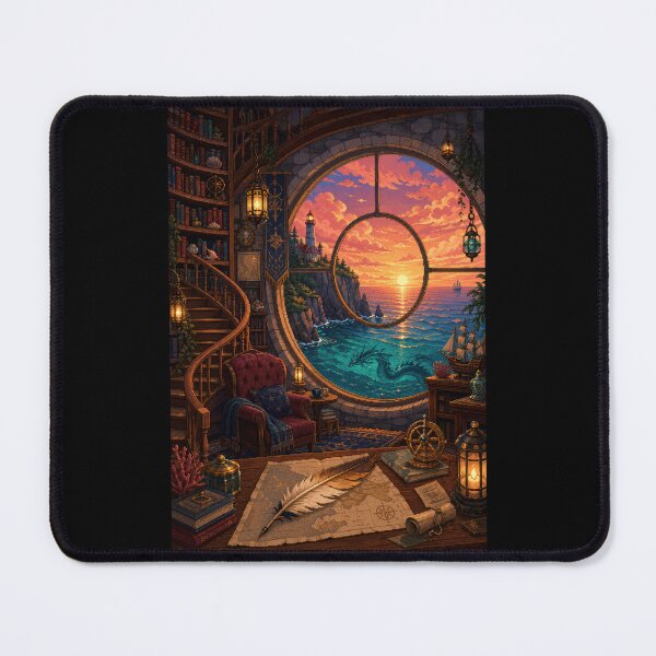 Item preview, Sunset Cartographer's Library and the Sea Dragon designed and sold by Sketchlegacy.