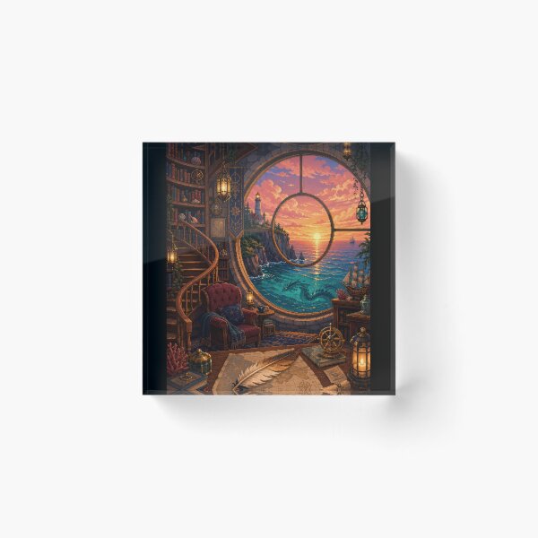 Item preview, Sunset Cartographer's Library and the Sea Dragon  designed and sold by Sketchlegacy.