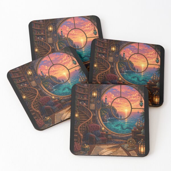 Item preview, Sunset Cartographer's Library and the Sea Dragon  designed and sold by Sketchlegacy.