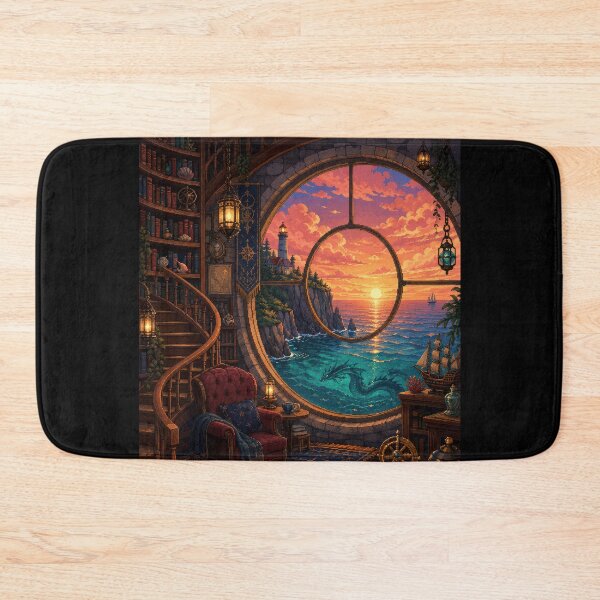 Item preview, Sunset Cartographer's Library and the Sea Dragon  designed and sold by Sketchlegacy.
