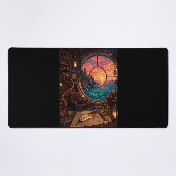 Item preview, Sunset Cartographer's Library and the Sea Dragon designed and sold by Sketchlegacy.