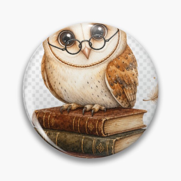 Item preview, Clever reading owl on a stack of books Kawaii designed and sold by BoosterShop.