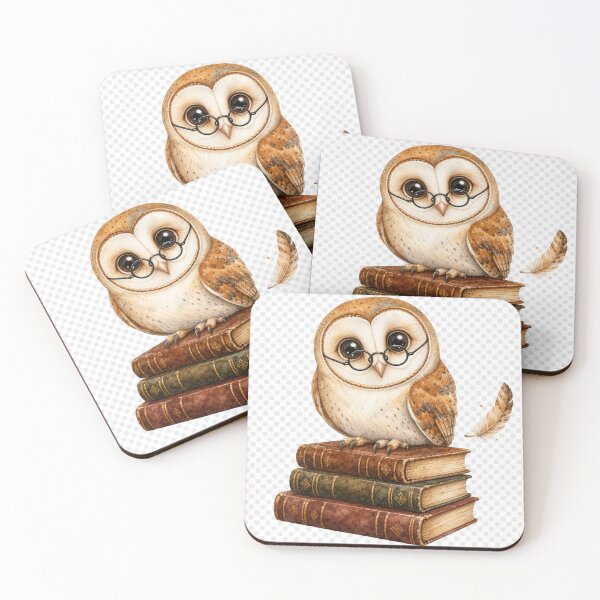 Item preview, Clever reading owl on a stack of books Kawaii designed and sold by BoosterShop.