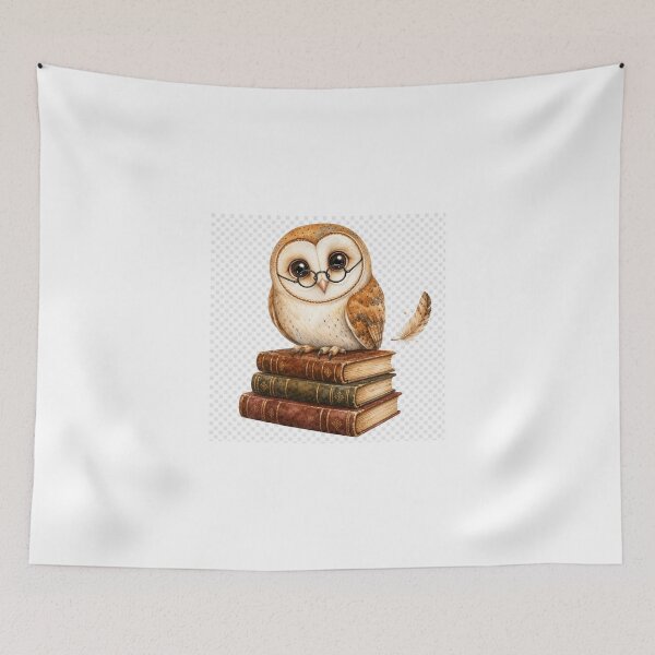 Item preview, Clever reading owl on a stack of books Kawaii designed and sold by BoosterShop.