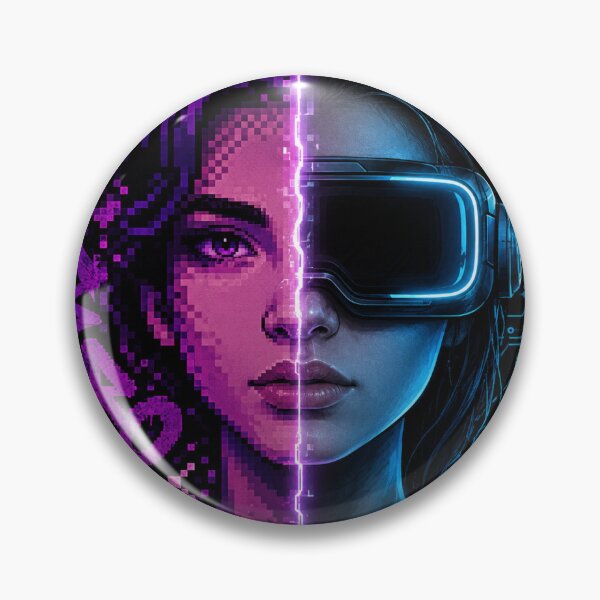 Item preview, Half Retro Half Future – Pixel Cyber Woman designed and sold by PixelBlob.