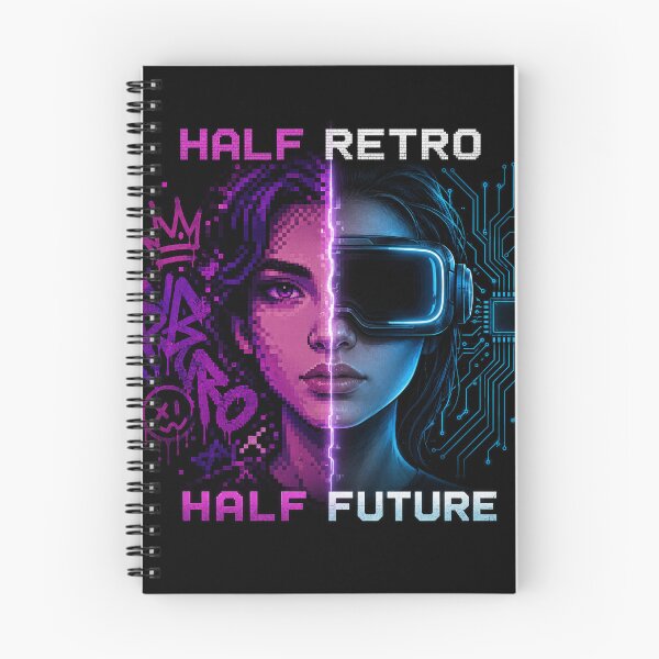 Item preview, Half Retro Half Future – Pixel Cyber Woman designed and sold by PixelBlob.