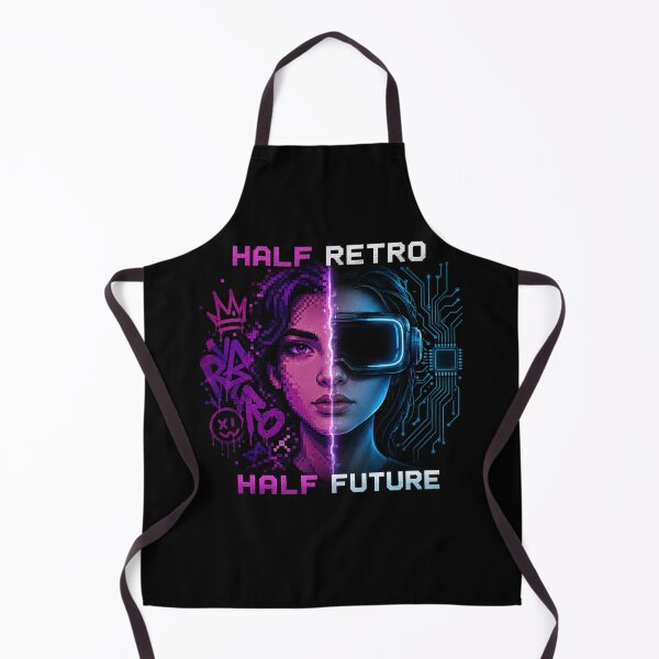 Item preview, Half Retro Half Future – Pixel Cyber Woman designed and sold by PixelBlob.