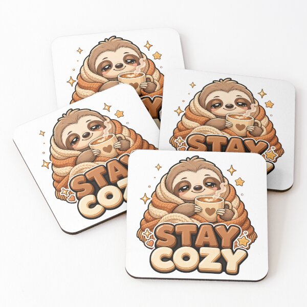 Item preview, Stay Cozy Sloth with Coffee Kawaii designed and sold by BoosterShop.