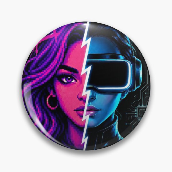 Item preview, Half Retro Half Future – Pixel Cyber Girl designed and sold by PixelBlob.