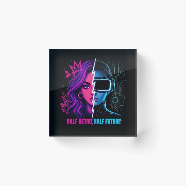 Item preview, Half Retro Half Future – Pixel Cyber Girl designed and sold by PixelBlob.