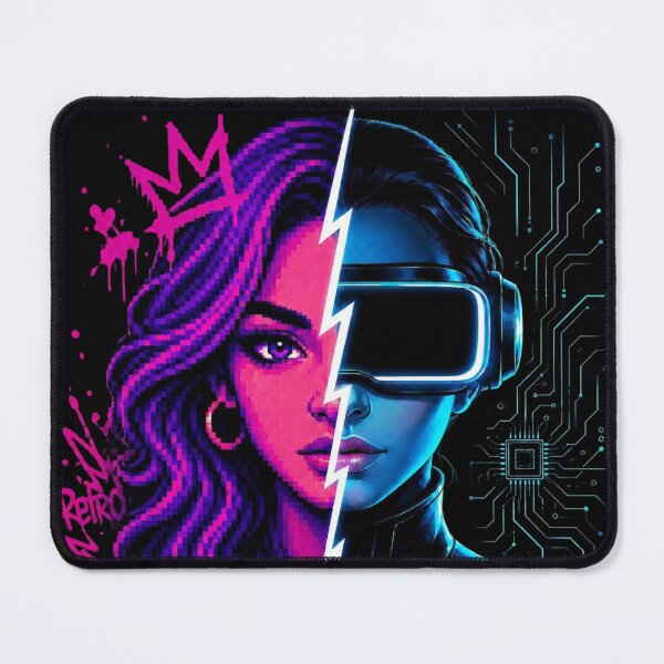 Item preview, Half Retro Half Future – Pixel Cyber Girl designed and sold by PixelBlob.