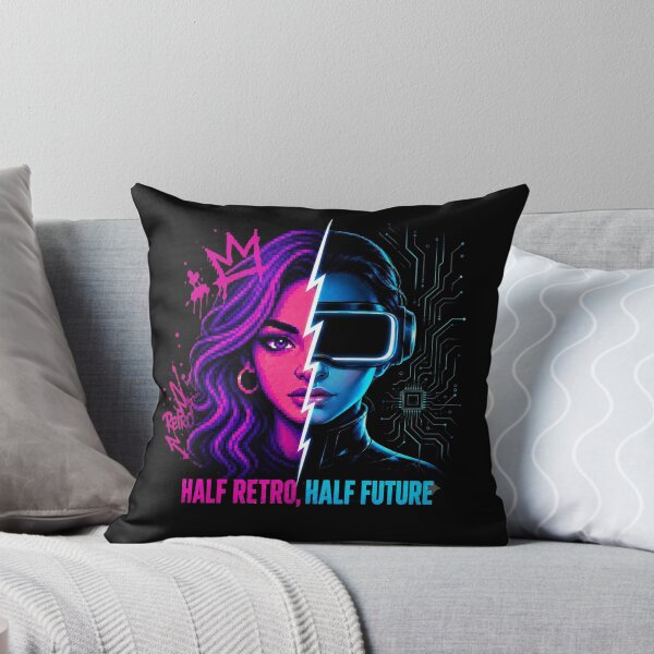 Item preview, Half Retro Half Future – Pixel Cyber Girl designed and sold by PixelBlob.