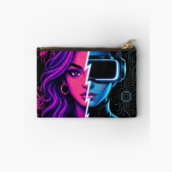 Item preview, Half Retro Half Future – Pixel Cyber Girl designed and sold by PixelBlob.