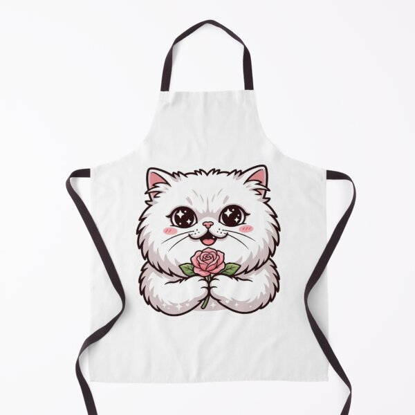 Item preview, Cute White Cat Holding Pink Rose designed and sold by PrintforDesign.