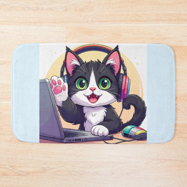 Item preview, Cute Black Cat Working from Home on Laptop Remote Worker Sticker designed and sold by OksArtStudio.