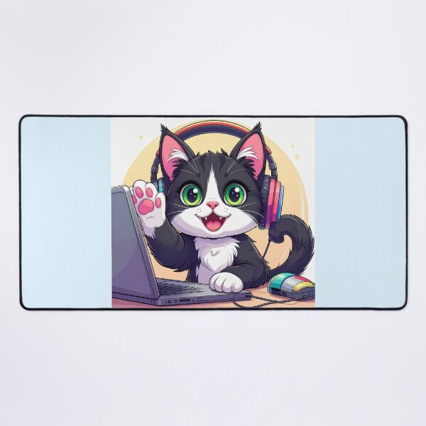 Item preview, Cute Black Cat Working from Home on Laptop Remote Worker Sticker designed and sold by OksArtStudio.