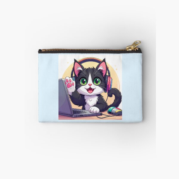 Item preview, Cute Black Cat Working from Home on Laptop Remote Worker Sticker designed and sold by OksArtStudio.