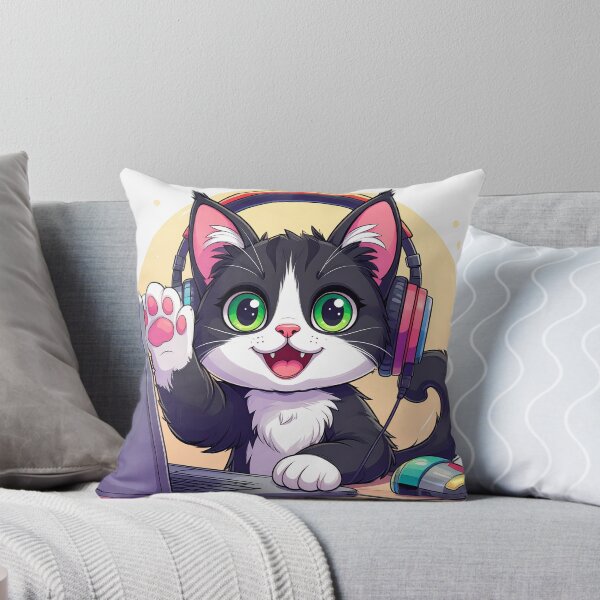 Item preview, Cute Black Cat Working from Home on Laptop Remote Worker Sticker designed and sold by OksArtStudio.