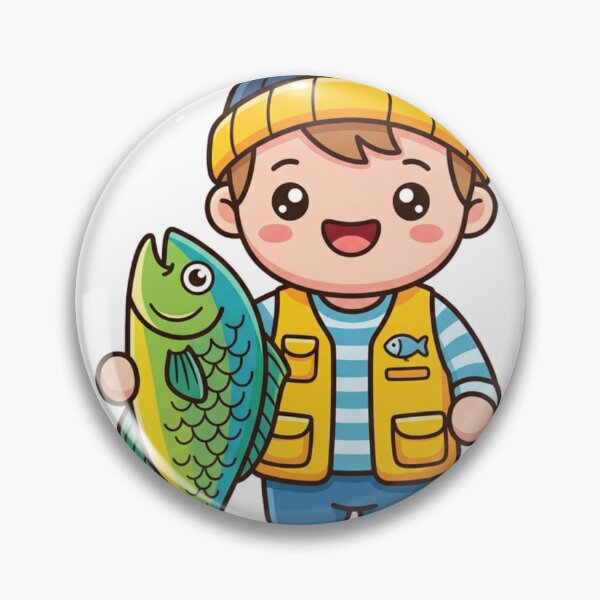 Item preview, Cute Angler Boy with Fish Kawaii designed and sold by BoosterShop.