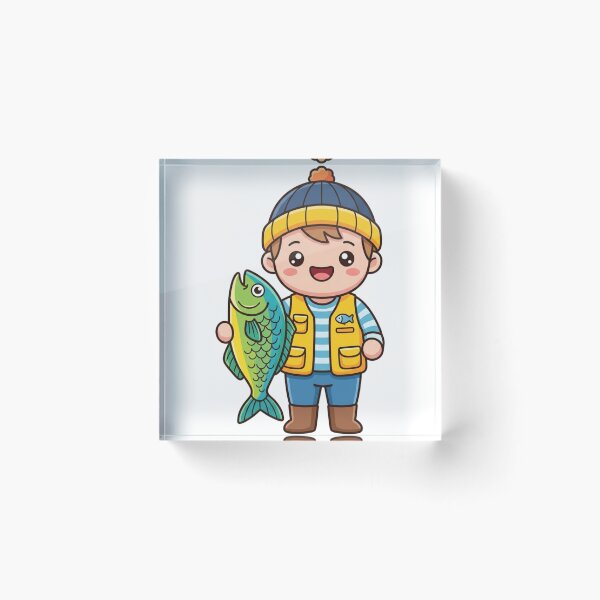 Item preview, Cute Angler Boy with Fish Kawaii designed and sold by BoosterShop.