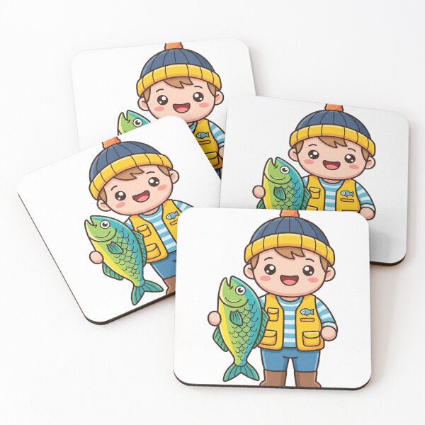 Item preview, Cute Angler Boy with Fish Kawaii designed and sold by BoosterShop.
