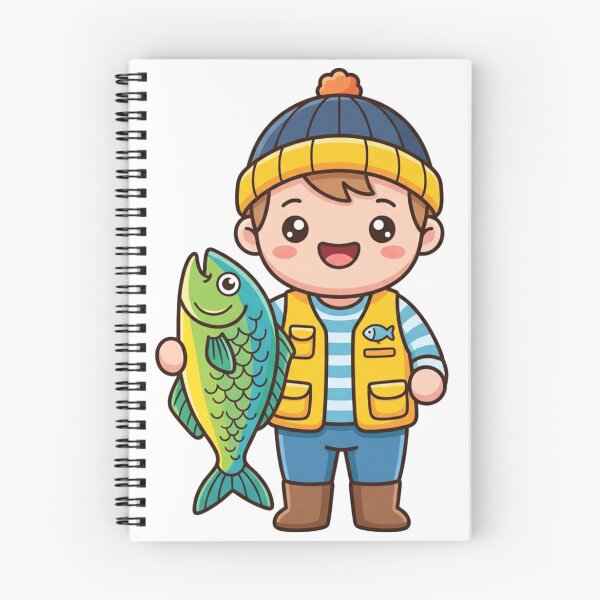 Item preview, Cute Angler Boy with Fish Kawaii designed and sold by BoosterShop.