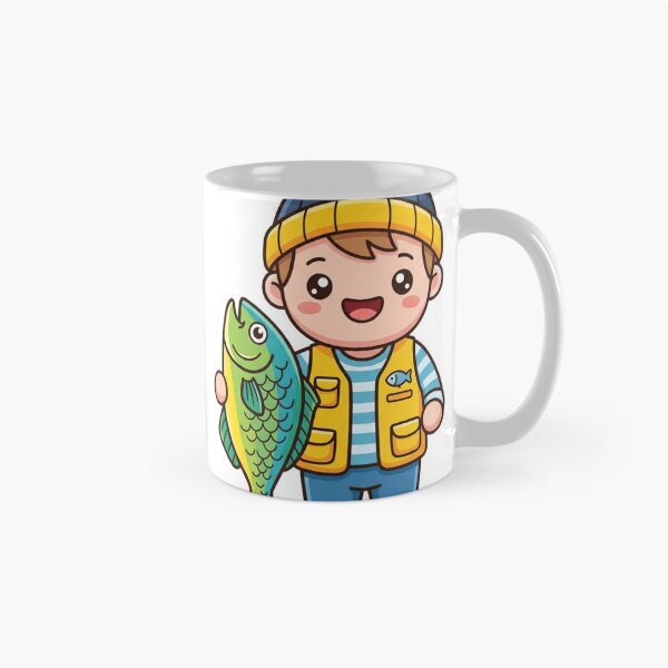 Item preview, Cute Angler Boy with Fish Kawaii designed and sold by BoosterShop.